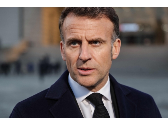 French President Emmanuel Macron speaks to the press during a visit at the War Memorial of Korea in Seoul on April 2, 2026. (Photo by Ludovic Marin / Pool / AFP)