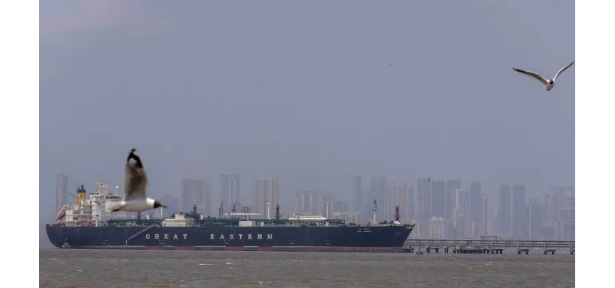 LPG carrier Jag Vasant is seen at Mumbai Port in India after clearing the Strait of Hormuz, on April 1, 2026. Photo Rafiq Maqboo/AP/AlJazeera