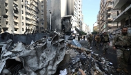Lebanese army soldiers secure the site of an Israeli airstrike that targeted a building the day before in Beirut's Corniche al-Mazraa neighbourhood on April 9, 2026. (Photo by Ibrahim Amro / AFP)