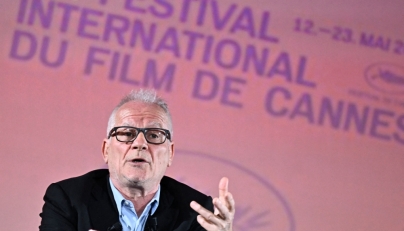 Cannes film festival General Delegate Thierry Fremaux speaks during a press conference to announce the official selection of the 79th edition of the Cannes Film Festival, at the Pathe Palace cinema in Paris on April 9, 2026. (Photo by Julien De Rosa / AFP)