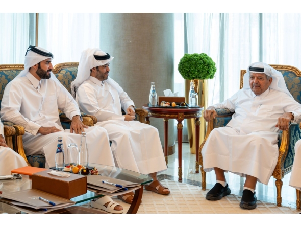 Chairman of Qatar Tourism H E Saad bin Ali Al Kharji during a meeting with QHA Chairman Sheikh Faisal bin Qassim Al Thani.