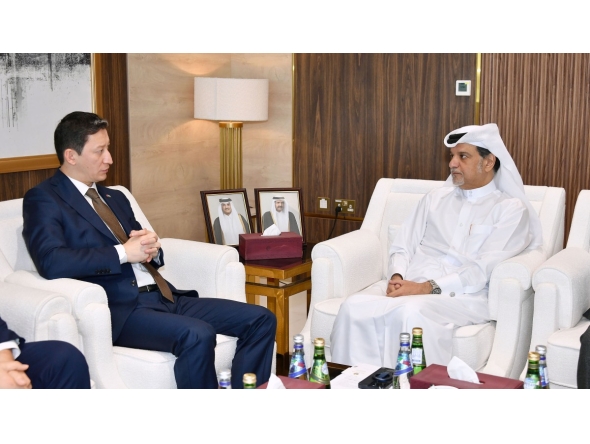 QC Board Member and Head of the Food Security Committee, Mohammed bin Ahmed Al-Obaidli with the Ambassador of Uzbekistan to Qatar, H E Ashraf Khodjaev, during the meeting.