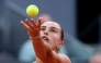 Belarus' Aryna Sabalenka serves to Romania痴 Jacqueline Cristian during their 2026 WTA Tour Madrid Open tennis tournament third round singles match at the Caja Magica in Madrid, on April 25, 2026. (Photo by Thomas COEX / AFP)
