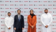 Vice Chairperson of Qatar Foundation H E Sheikha Hind bint Hamad Al Thani with President and General Manager of ExxonMobil Qatar Taher Hamid, and CEO of Teach For Qatar Nasser Al Jaber during the event.