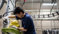 JAPAN-CULTURE-TOYS-INTERNET
In this picture taken on April 27, 2026, dry-cleaning professional Masakazu Shimura steam-cleans a soft toy at the facility of Cleaning Yonmarusan in Fuefuki city of Yamanashi Prefecture.  

(Photo by Philip FONG / AFP)
