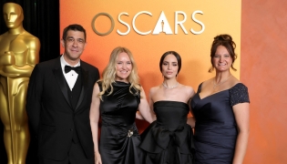 (L-R) Darin Grant, Co-Chair, The Scientific and Technical Awards Committee, Lynette Howell Taylor, President, AMPAS, Sofia Carson and Rachel Rose attend the 2026 Scientific And Technical Awards at Academy Museum of Motion Pictures on April 28, 2026 in Los Angeles, California. Photo by KEVIN WINTER / GETTY IMAGES NORTH AMERICA / Getty Images via AFP