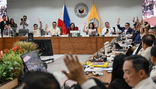 Lawmakers conduct a committee hearing on the impeachment complaints against Philippine Vice President Sara Duterte at the House of Representatives in Quezon City, Metro Manila on April 29, 2026. (Photo by Jam STA ROSA / AFP)
