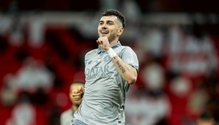 Rafa Mujica celebrates after scoring a goal.