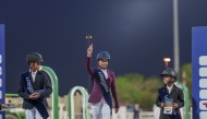 Salha Khalid Al Obaidli (centre) won the Future Riders Class, followed by Alqaqaa bin Tamim bin Hamad Al Thani (left) and Salman Faisal Al Marri in second and third places respectively.