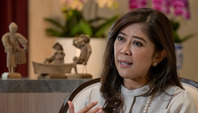 Indonesia's Communication and Digital Affairs Minister Meutya Hafid answers questions during an interview with AFP at her official residence in Jakarta on May 6, 2026. Photo by BAY ISMOYO / AFP