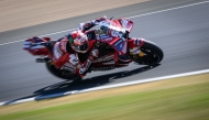 Ducati Lenovo Team's Italian rider Francesco Bagnaia corners during the qualifying session of the Moto GP Grand Prix of France at Le Mans, northwestern France, on May 9, 2026. Photo by Loic VENANCE / AFP