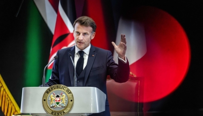 French President Emmanuel Macron speaks during the signing of bilateral agreements with Kenya at State House ahead of the Africa Forward: Africa- France Partnerships for Innovation and Growth Summit in Nairobi, on May 10, 2026. (Photo by Luis Tato / AFP)