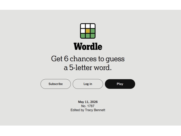 A screengrab from the New York Times' Wordle.