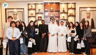 Editor-in-Chief of The Peninsula Prof. Khalid Mubarak Al-Shafi, Associate Professor at UDST Dr. Carolyne Lunga and students of UDST during their visit to the The Peninsula headquarters yesterday. Pics: Salim Matramkot/The Peninsula