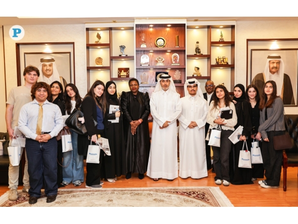 Editor-in-Chief of The Peninsula Prof. Khalid Mubarak Al-Shafi, Associate Professor at UDST Dr. Carolyne Lunga and students of UDST during their visit to the The Peninsula headquarters yesterday. Pics: Salim Matramkot/The Peninsula