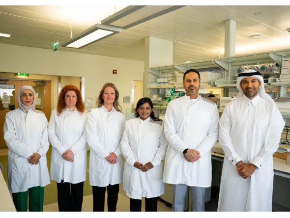 Chief Research Officer at Sidra Medicine, Prof. Khalid Fakhro, Lead Advanced Imaging Core at Sidra Medicine Dr. Abbirami Sathappan, and Director of Integrated Genomic Services at Sidra Medicine, Dr. Sara Tomei with other officials.