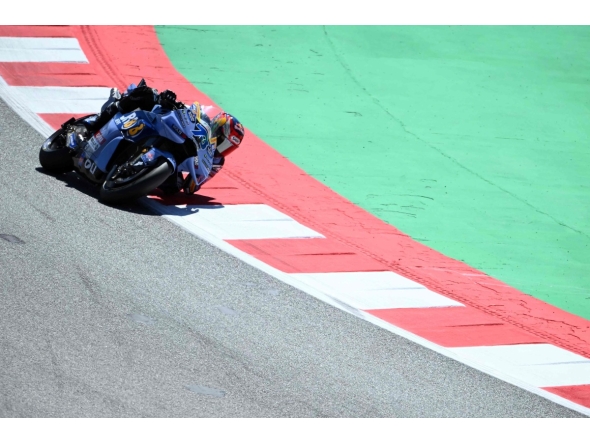 Team Gresini Racing MotoGP's Alex Marquez competes during the qualifying session at the Catalunya Moto GP Grand Prix at the Catalunya racetrack in Montmelo, near Barcelona, on May 16, 2026. (Photo by JOSE JORDAN / AFP)
