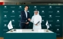 CEO of Qatar Foundation Yousif Al-Naama (right) and Founder and CEO of WHOOP Will Ahmed at the signing ceremony. 