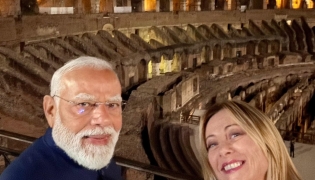 Indian Prime Minister Narendra Modi and Italian Prime Minister Giorgia Meloni took selfies at the Colosseum.
