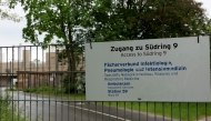 (FILES) A sign indicates the site of a department for infectious diseases and respiratory medicine at the Campus Virchow of the Charite hospital in Berlin on May 11, 2026. (Photo by Odd ANDERSEN / AFP)