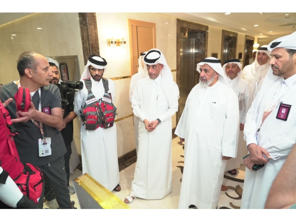 Minister of Awqaf and Islamic Affairs H E Ghanem bin Shaheen bin Ghanem Al Ghanim inaugurating Medical Unit of Qatar Hajj Mission in Makkah yesterday.