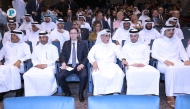 Minister of State and President of the Qatar National Library, H E Dr. Hamad bin Abdulaziz Al-Kawari (third right), General Manager of Katara Professor Dr. Khalid bin Ibrahim Al-Sulaiti (second left) Ambassador of Uzbekistan H E Dr. Ashraf Khodjaev (third left) and other dignitaries at the event yesterday. Pic: Rajan Vadakkemuriyil / The Peninsula