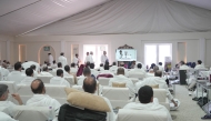 Pilgrims from Qatar inside a camp during the Hajj rituals. 