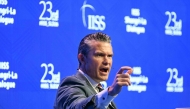 US Secretary of Defence Pete Hegseth speaks during a plenary session of the 23rd Shangri-La Dialogue summit in Singapore on May 30, 2026. (Photo by Jam Sta Rosa / AFP)