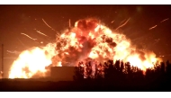 This screen grab shows fire as the uncrewed Blue Origin's New Glenn rocket explodes during a test on a launchpad at Cape Canaveral Space Force Station in Cape Canaveral, Florida, on May 28, 2026. (Photo by NASASpaceflight.com / AFP)