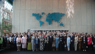 Deputy Speaker of the Shura Council H E Dr. Hamda Al Sulaiti with other attendees during the conference.