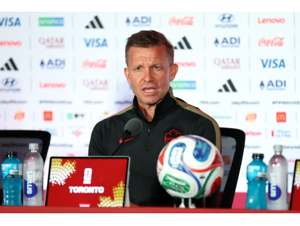 Jesse Marsch, Head Coach of Canada, attends the press conference of Canada one day ahead of the FIFA World Cup 2026 Group B match between Canada and ITA/NIR/WAL/BIH at Toronto Stadium on June 11, 2026 in Toronto, Ontario. Photo by Charlotte Wilson / GETTY IMAGES NORTH AMERICA / Getty Images via AFP