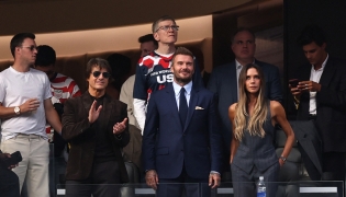 Tom Cruise, David and Victoria Beckham pictured during the FIFA World Cup 2026 Group D match between USA and Paraguay at Los Angeles Stadium on June 12, 2026 in Los Angeles, California. Stu Forster/Getty Images/AFP 