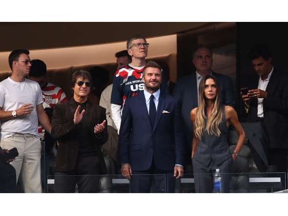 Tom Cruise, David and Victoria Beckham pictured during the FIFA World Cup 2026 Group D match between USA and Paraguay at Los Angeles Stadium on June 12, 2026 in Los Angeles, California. Stu Forster/Getty Images/AFP 