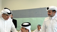 Undersecretary of the Ministry of Education and Higher Education H E Dr. Ibrahim bin Saleh Al Nuaimi with other officials during their visit to Abdullah Bin Ali Al Musnad Secondary School for Boys.