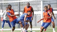 France’s players take part in a training session. 