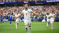 England's forward #09 Harry Kane celebrates after scoring his team's second goal during the 2026 World Cup Group L football match between England and Croatia at the Dallas Stadium in Arlington on June 17, 2026. (Photo by Paul ELLIS / AFP)