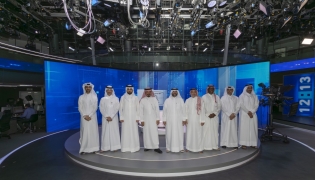 Director General of the Gulf Radio and Television Organisation H E Dr. Abdulrahman bin Abdulaziz Al-Hazzaa  with other officials during the visit.