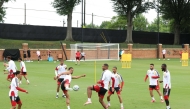 Felix Nmecha #23 and Jonathan Tah #4 of Germany during training of Germany on June 19, 2026 in Toronto, Ontario. Alexander Hassenstein/Getty Images/AFP