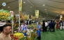 Stalls in Souq Waqif displaying fresh mangoes and other related products from India.