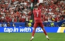 Portugal's forward #07 Cristiano Ronaldo celebrates after scoring the opening goal during the 2026 World Cup Group K football match between Portugal and Uzbekistan at the Houston Stadium in Houston on June 23, 2026. (Photo by RONALDO SCHEMIDT / AFP)