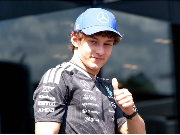Mercedes' Italian driver Kimi Antonelli is pictured at a paddock ahead of the Formula One Austrian Grand Prix at the Red Bull Ring racetrack in Spielberg, Austria on June 25, 2026. (Photo by Joe Klamar / AFP)