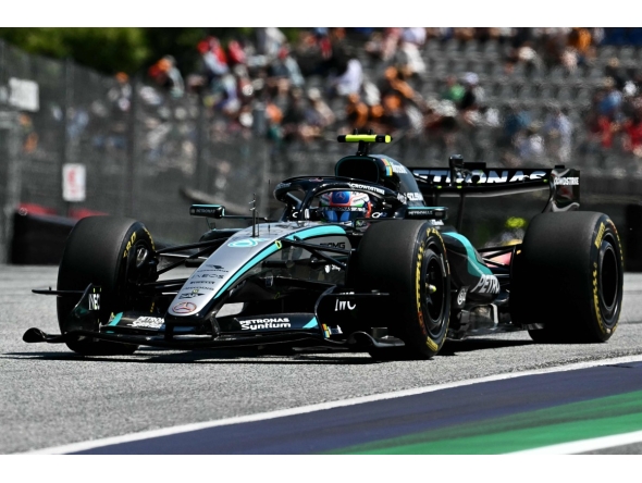Mercedes' Italian driver Kimi Antonelli drives during the first practice session at the Red Bull Ring race track in Spielberg, Austria on June 26, 2026, ahead of the Formula One Austrian Grand Prix. (Photo by Joe Klamar / AFP)