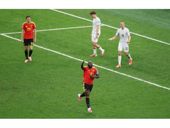 Romelu Lukaku #9 of Belgium celebrates scoring his team's fourth goal at BC Place Vancouver on June 26, 2026 in Vancouver, British Columbia. Fran Santiago/Getty Images/AFP 
