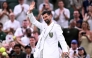 Serbia's Novak Djokovic waves as he leaves the court after winning Greece's Stefanos Tsitsipas during their men's singles second round tennis match on the third day of the 2026 Wimbledon Championships at The All England Lawn Tennis and Croquet Club in Wimbledon, southwest London, on July 1, 2026. (Photo by Kirill KUDRYAVTSEV / AFP)
