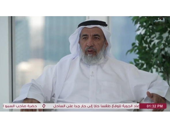 Minister of Awqaf and Islamic Affairs H E Ghanem bin Shaheen bin Ghanem Al Ghanim speaking during an interview.