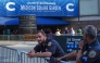 New York City police officers stand guard outside Madison Square Garden in Manhattan, New York on July 2, 2026. Photo by Ryan Murphy / AFP