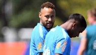 Brazil's forward #10 Neymar (L) and Brazil's forward #19 Endrick take part in a training session at the Columbia Park Training Facility in Morristown, New Jersey on July 2, 2026, during the 2026 World Cup football tournament. (Photo by MAURO PIMENTEL / AFP)
