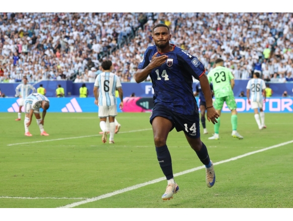 Cape Verde's midfielderDeroy Duarte celebrates scoring his team's first goal during the match against Argentina at the Miami Stadium in Miami Gardens on July 3, 2026. PIC: AFP