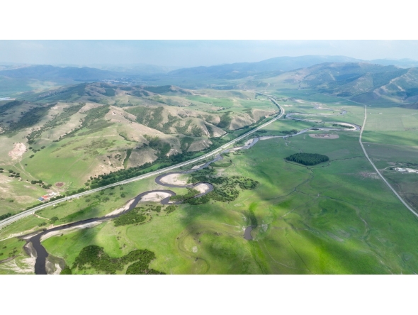 An aerial drone photo taken on June 28, 2026 shows a view of the Wulanmaodu pasture in Horqin Right Wing Front Banner, Hinggan League, north China's Inner Mongolia Autonomous Region. (Xinhua/Bei He)