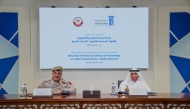 President of the University of Doha for Science and Technology Dr. Salem Al-Naemi and Commander of Qatar Armed Forces Medical Services Major General Dr. Eng. Abdulrahman Ali Alabdulmalik signing the agreement during the ceremony.
